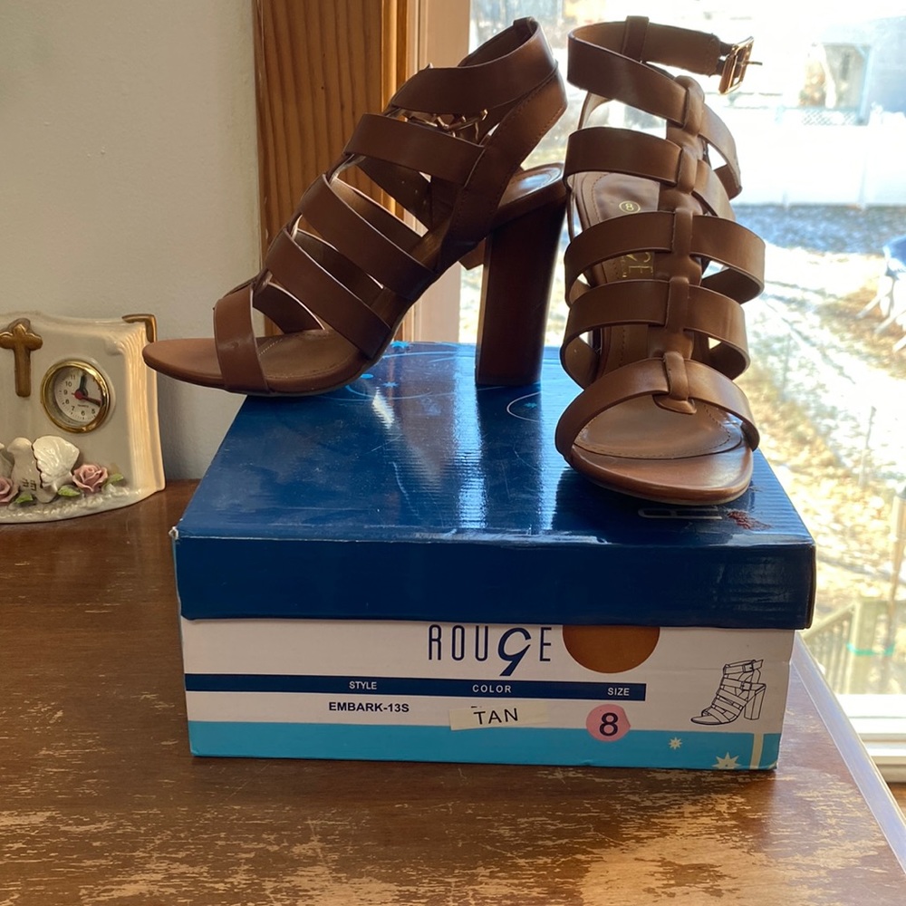 Nude caged heels